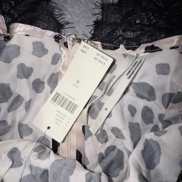 Anthropologie Women's Medium‎ Animal Print Lace Trim Slip Dress Midi Black NEW - Picture 15 of 16